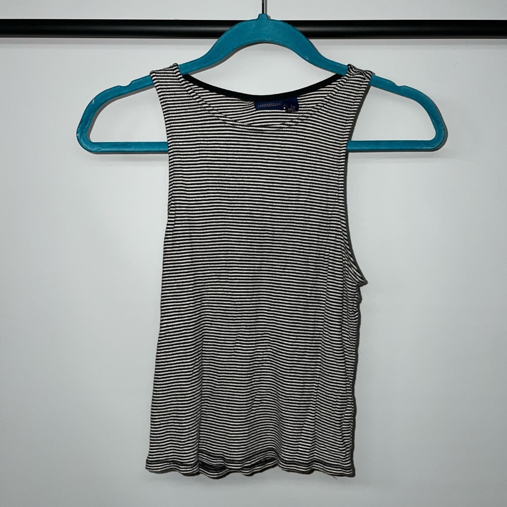 Aeropostale Black and White Striped Tank Top